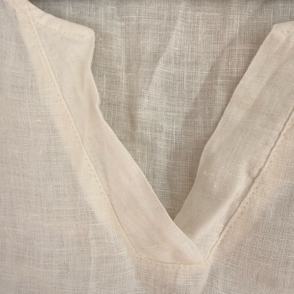 Lina Tomei Linen Dress Made in Italy XL White Tan Resort Wear Travel Coastal - Picture 3 of 8